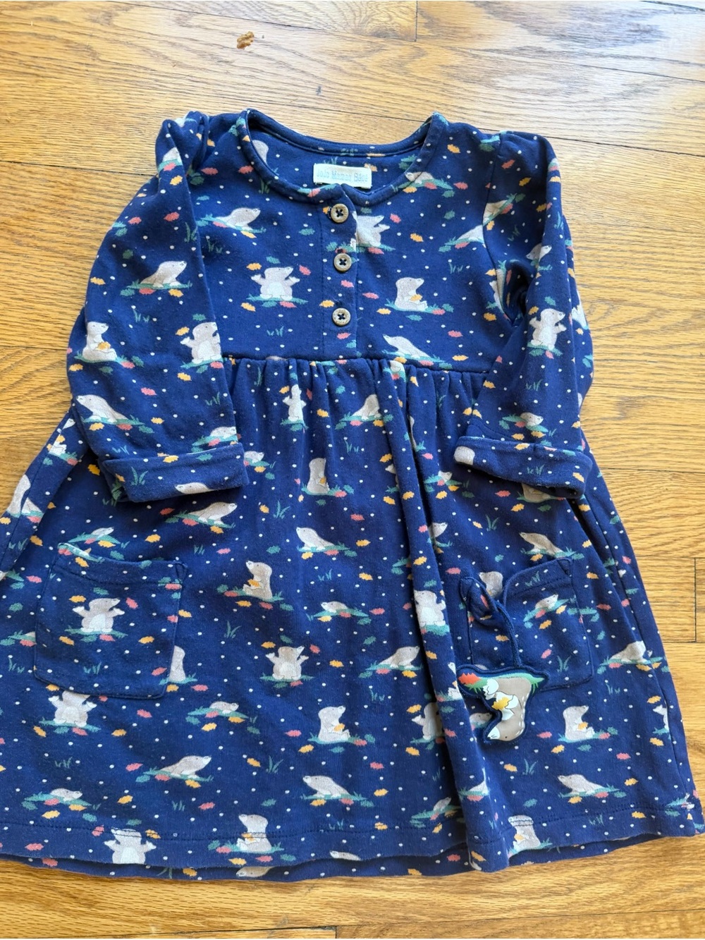 JoJo Maman Bebe Navy Blue Half Sleeve Pet in Pocket Mole Dress